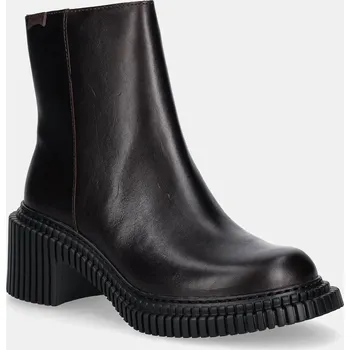 Dámské kozačky Kožené kotníkové boty Camper Pix London dámské, vínová barva, na podpatku, K400804-004 K400804.004 83X, EUR 37