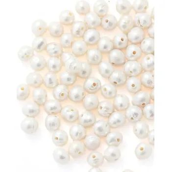 Dětské navlékací korálky Říční perla 3-4mm bílá krémová (1ks)