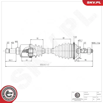 Poloosa kola Hnací hřídel - poloosa ESEN SKV 40SKV392