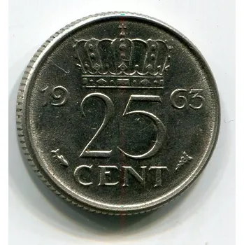 NIZOZEMÍ. 25 cents 1963. KM-183