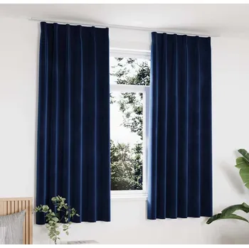 Závěs vidaXL Zatemňovací závěsy s háčky 2 ks sametové 140 x 175 cm [134516] Barva: Tmavě moddrá