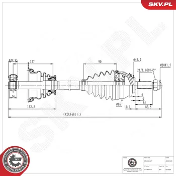 Poloosa kola Hnací hřídel - poloosa ESEN SKV 40SKV249