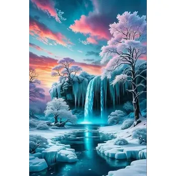 Diamantové malování Diamantové malování/Huacan - Ledové vodopády