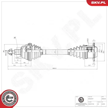 Poloosa kola Hnací hřídel - poloosa ESEN SKV 40SKV278