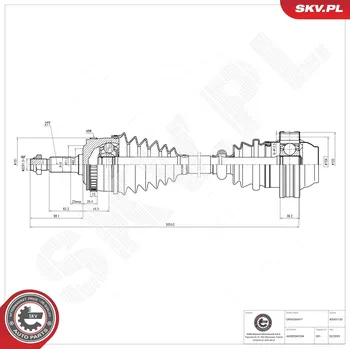 Poloosa kola Hnací hřídel - poloosa ESEN SKV 40SKV135