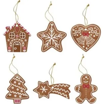 Vánoční ozdoba Easy Life Porcelánová ozdoba na stromeček 7 cm sada 6 kusů GINGERBREAD Easy Life
