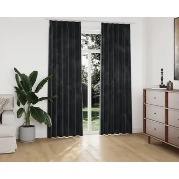 Závěs vidaXL Zatemňovací závěsy s háčky 2 ks sametové 140x225 cm [134509] Barva: antracitová