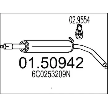 Zadní díl výfuku Střední díl výfuku MTS 01.50942