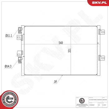 Ventilátor topení a klimatizace Kondenzátor klimatizace ESEN SKV 86SKV428