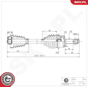Poloosa kola Hnací hřídel - poloosa ESEN SKV 40SKV358