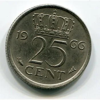 NIZOZEMÍ. 25 cents 1966. KM-183