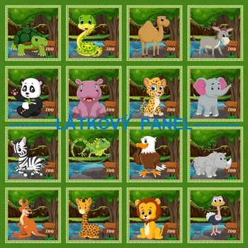 Panel bavlna - sada motivů-194-16 ZOO Velikost: 25x25cm