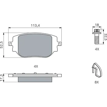 Brzdová destička Sada brzdových destiček, vždy 4 kusy v sadě BOSCH 0 986 460 184