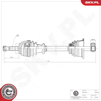 Poloosa kola Hnací hřídel - poloosa ESEN SKV 40SKV398