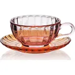 Skleněný šálek s podšálkem VINI 210 ml oranžový/růžový