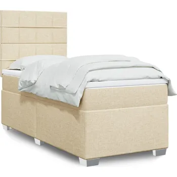 Postel vidaXL Box spring postel s matrací 100 x 200 cm textil [3292700] Barva: krémová