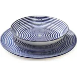 Porcelánová sada 18 ks talířů STRIPES BLUE modrá