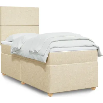 Ložnice vidaXL Box spring postel s matrací 90x200 cm textil [3291158] Barva: krémová
