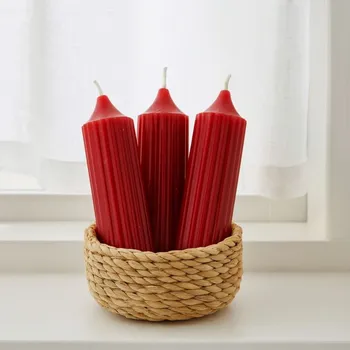 Svíčka BOLTZE Sada 3 ks svíček Riffly červená