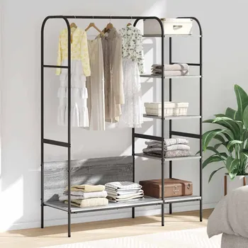 Věšák vidaXL Kovový stojan na oblečení s policí Šedá 120 x 44 x 160 cm [868448]