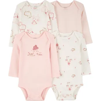 Kojenecký body CARTER'S Body dlouhý rukáv Pink/Ivory holka 4ks NB/vel. 56