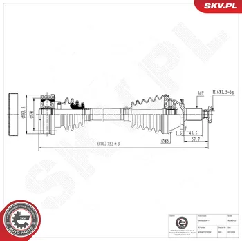 Poloosa kola Hnací hřídel - poloosa ESEN SKV 40SKV437