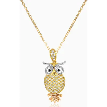Přívěsek Zlatý přívěsek sova se zirkony