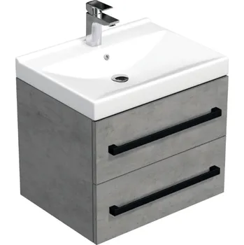 Nábytek Swiss aqua technologies Koupelnová skříňka s černou úchytkou a umyvadlem SAT Cube Way 60x53x46 cm beton mat CUBE46C602BEVER