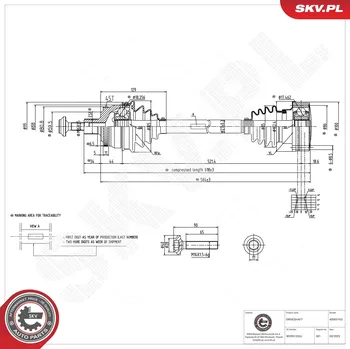 Poloosa kola Hnací hřídel - poloosa ESEN SKV 40SKV163