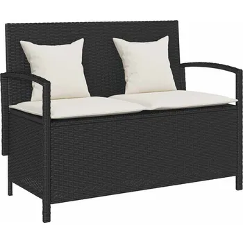 Zahradní lavice vidaXL Zahradní lavice s polštářem Šedý polyratan [4104218] Barva: Černá a krémová
