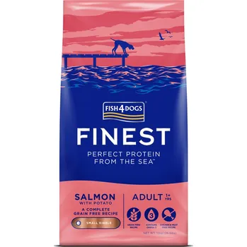 Krmivo pro psa FISH4DOGS Granule malé pro dospělé psy Finest losos s bramborami 12 kg, 1+