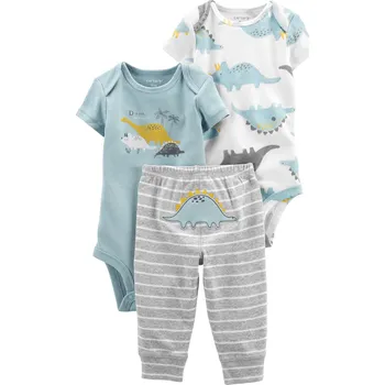 Kojenecká souprava CARTER'S Set 3dílný body kr. rukáv 2 ks, tepláky Blue Dino kluk LBB NB, vel. 56