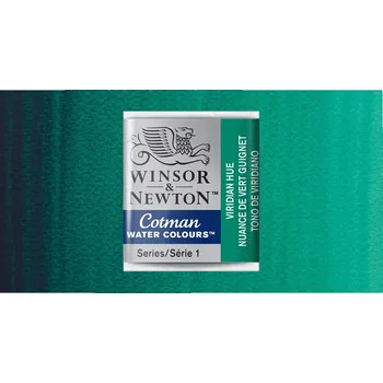 Vodová barva Akvarelová barva Winsor & Newton Cotman, půlpánvička - Viridian Hue