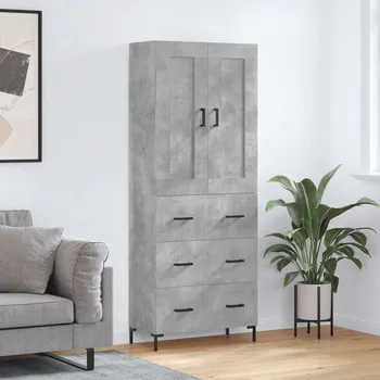 Příborník do zásuvky vidaXL Skříň highboard 69,5 x 34 x 180 cm kompozitní dřevo [3199749] Barva: Betonová šedá