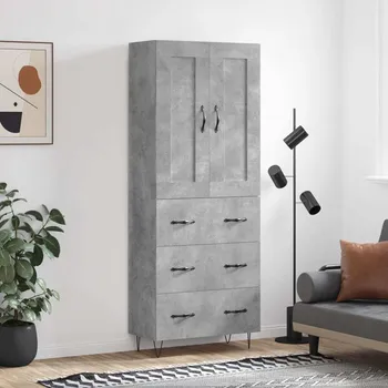 Příborník do zásuvky vidaXL Skříň highboard 69,5 x 34 x 180 cm kompozitní dřevo [3199777] Barva: Betonová šedá