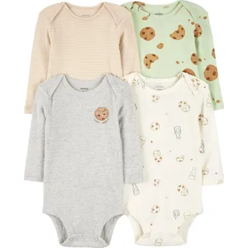 Kojenecký body CARTER'S Body dlouhý rukáv Milk&Cookies neutral 4ks NB/vel. 56