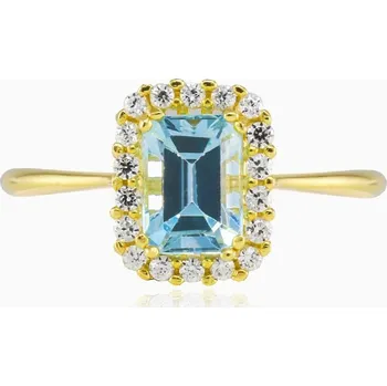 Prsten Zlatý prsten s modrým topazem