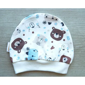 Kojenecké oblečení AMÁLKA Bavlněná nasazovací čepička, medvídci Velikost: 74-80