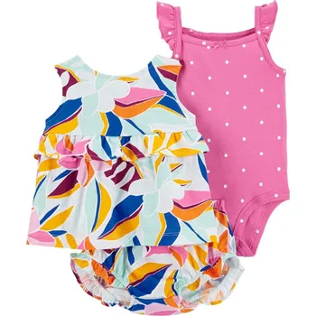 Kojenecká souprava CARTER'S Set 3dílný body na ramínka, tílko, kalhotky Multi Floral holka 9m