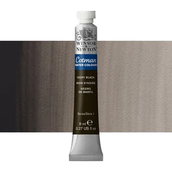 Vodová barva Akvarelová barva Winsor & Newton Cotman, 8 ml - Ivory Black