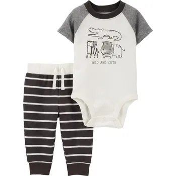 Kojenecká souprava CARTER'S Set 2dílný body kr. rukáv, tepláky Black Animals kluk NB/vel. 56