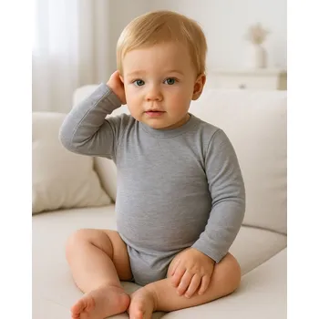 Dětské body s dlouhým rukávem, šedý melír 98