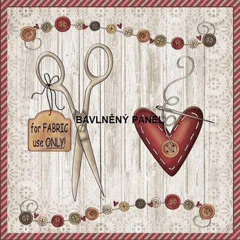 Panel bavlna - ŠITÍ, PLETENÍ-142-02 Velikost: 15x15cm