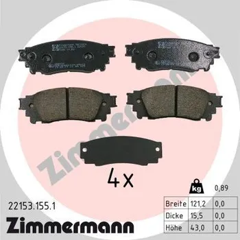 Brzdová destička Sada brzdových destiček, kotoučová brzda ZIMMERMANN 22153.155.1