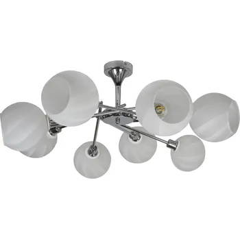 Moderní závěsné svítidlo Raul 8-ramenné skleněné chrom bílé do obýváku a ložnice