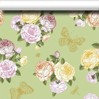 Kouřovod SUKPDJO květinová tapeta zlatá, samolepící tapeta květinový vzor, vintage samolepící zelená