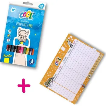Kresba Školní balíček COOL BY VICTORIA 2: Barevné pastelky jumbo + DÁREK: Rozvrh hodin, COOL BY VICTORIA