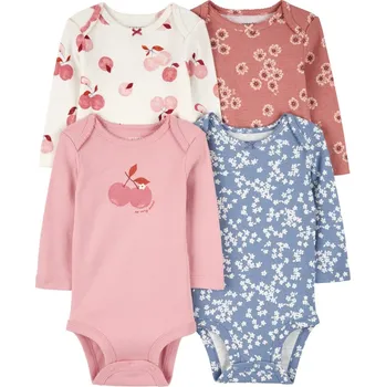 Kojenecký body CARTER'S Body dlouhý rukáv Pink/Blue Floral holka 4ks NB/vel. 56