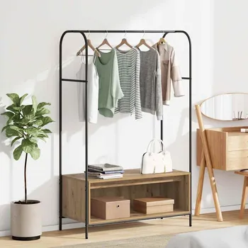 Věšák vidaXL Kovový stojan na oblečení Hnědý dub 100 x 44 x 160 cm [868456]