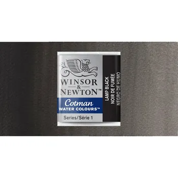 Vodová barva Akvarelová barva Winsor & Newton Cotman, půlpánvička - Lamp Black